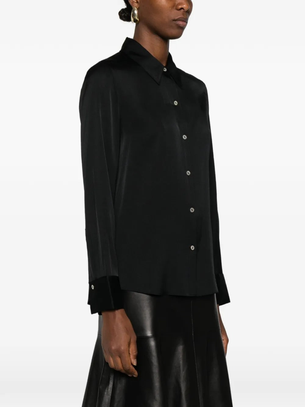 Silk-Blend Slim Button-Front Blouse-VINCE-Verso