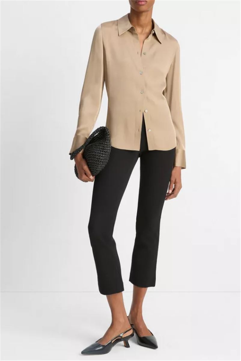 SILK-BLEND SLIM BUTTON-FRONT BLOUSE-VINCE-Verso