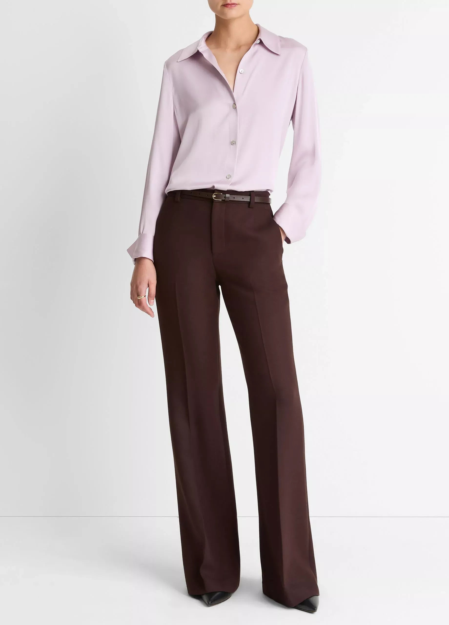 Silk-Blend Slim Button-Front Blouse-VINCE-Verso