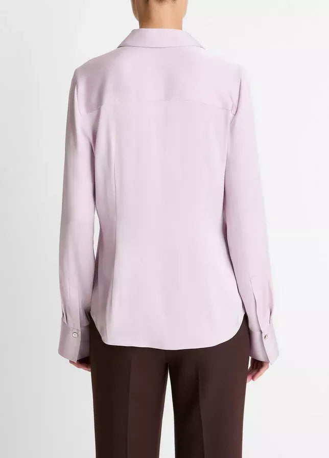 Silk-Blend Slim Button-Front Blouse-VINCE-Verso