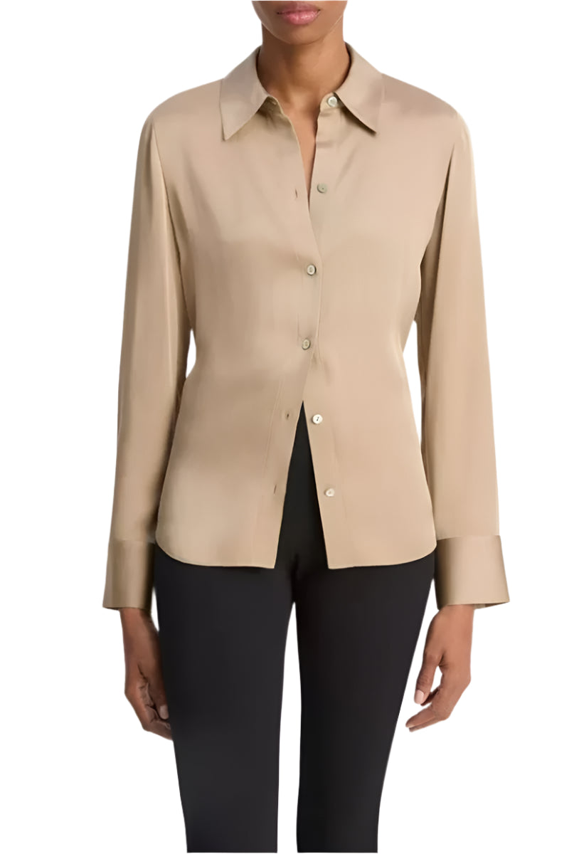 SILK-BLEND SLIM BUTTON-FRONT BLOUSE-VINCE-Verso