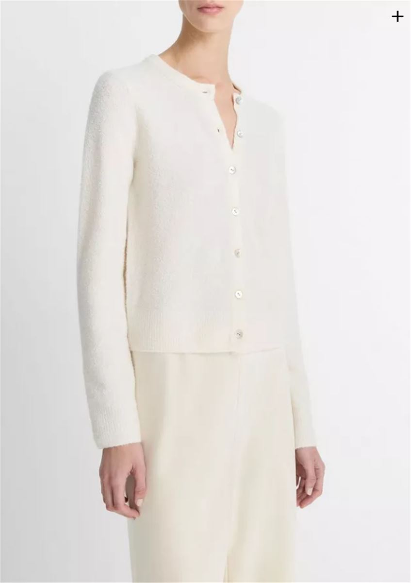 SILK & CASHMERE-BLEND BOUCLÉ CARDIGAN-VINCE-Verso