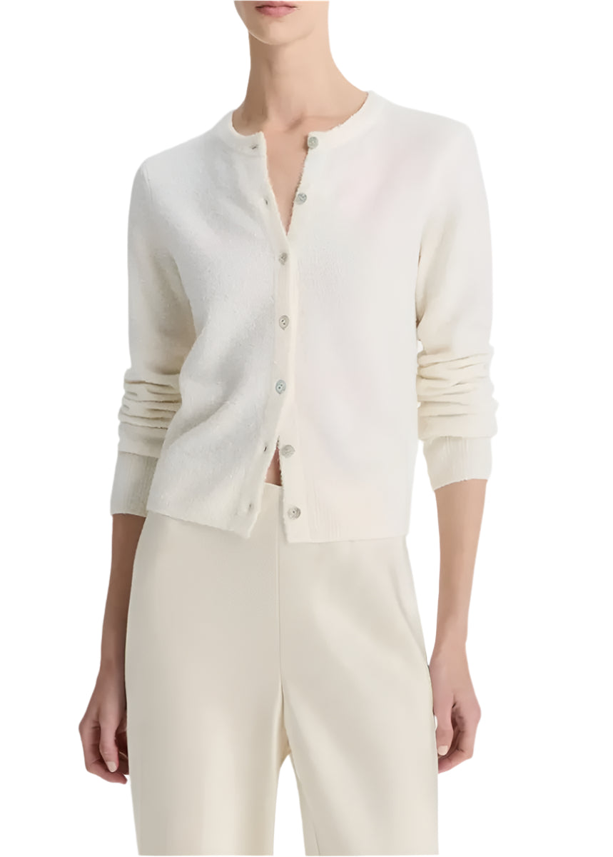 SILK & CASHMERE-BLEND BOUCLÉ CARDIGAN-VINCE-Verso