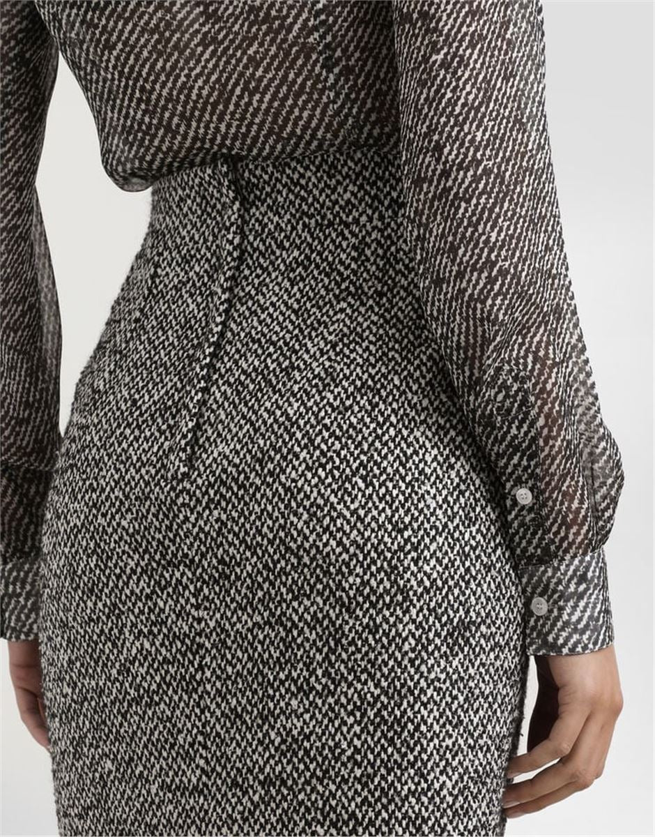 SILK CHIFFON SHIRT WITH BOUCLÉ PRINT-DOLCE & GABBANA-Verso