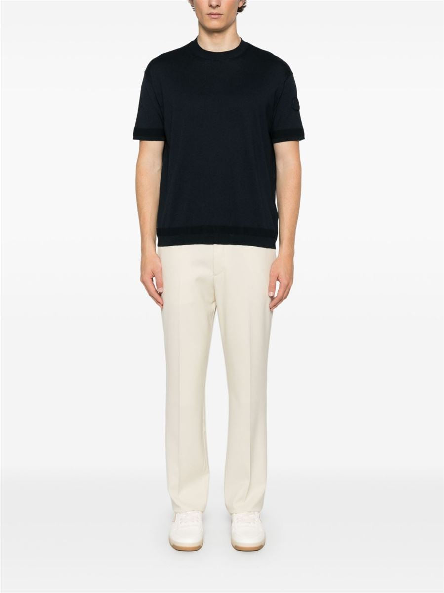 Silk & cotton knit t-shirt-MONCLER-Verso