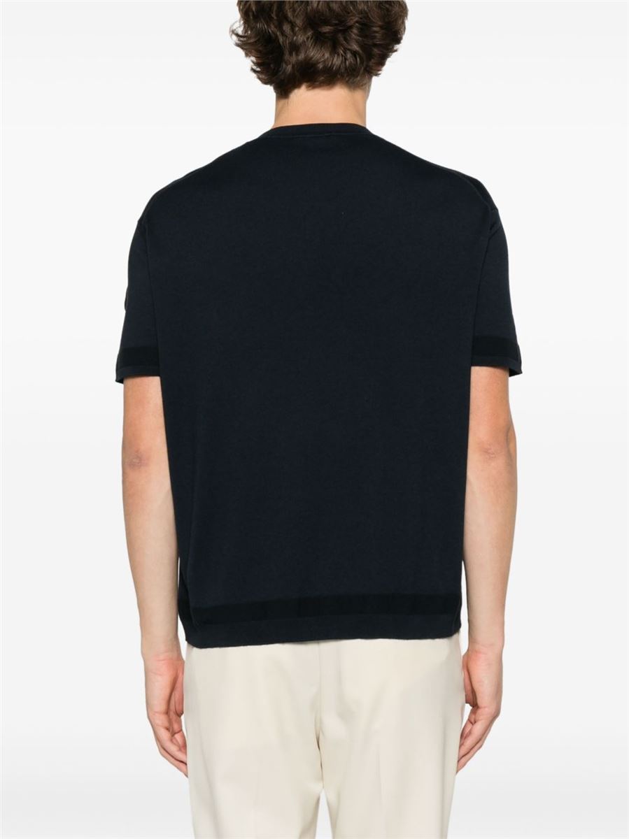 Silk & cotton knit t-shirt-MONCLER-Verso