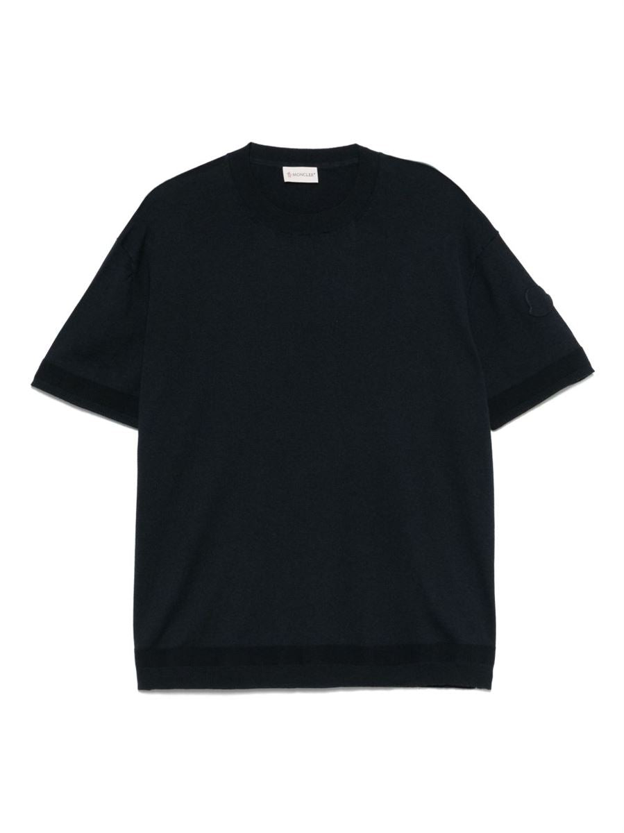 Silk & cotton knit t-shirt-MONCLER-Verso