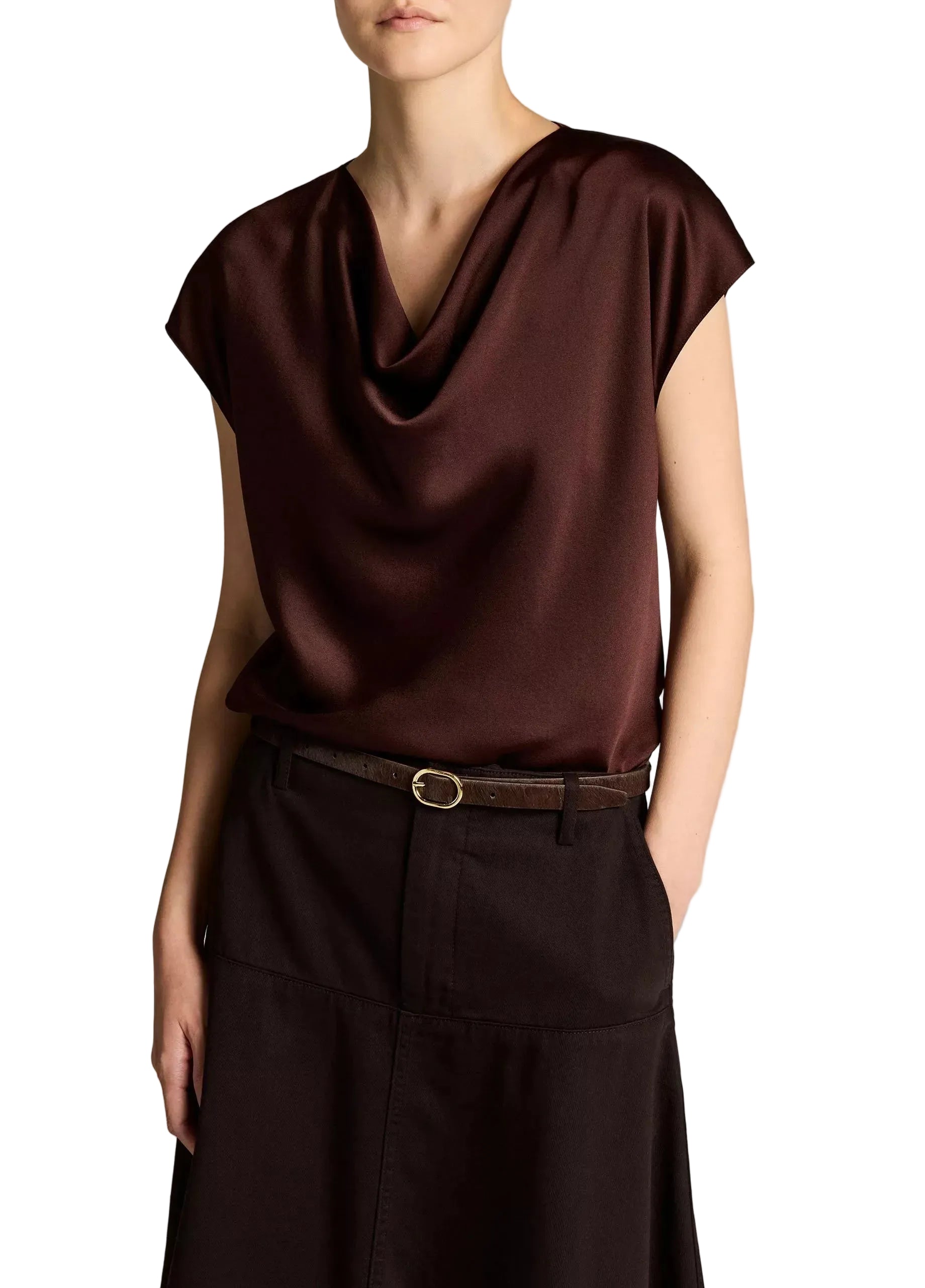Silk cowl-neck blouse-VINCE-Verso