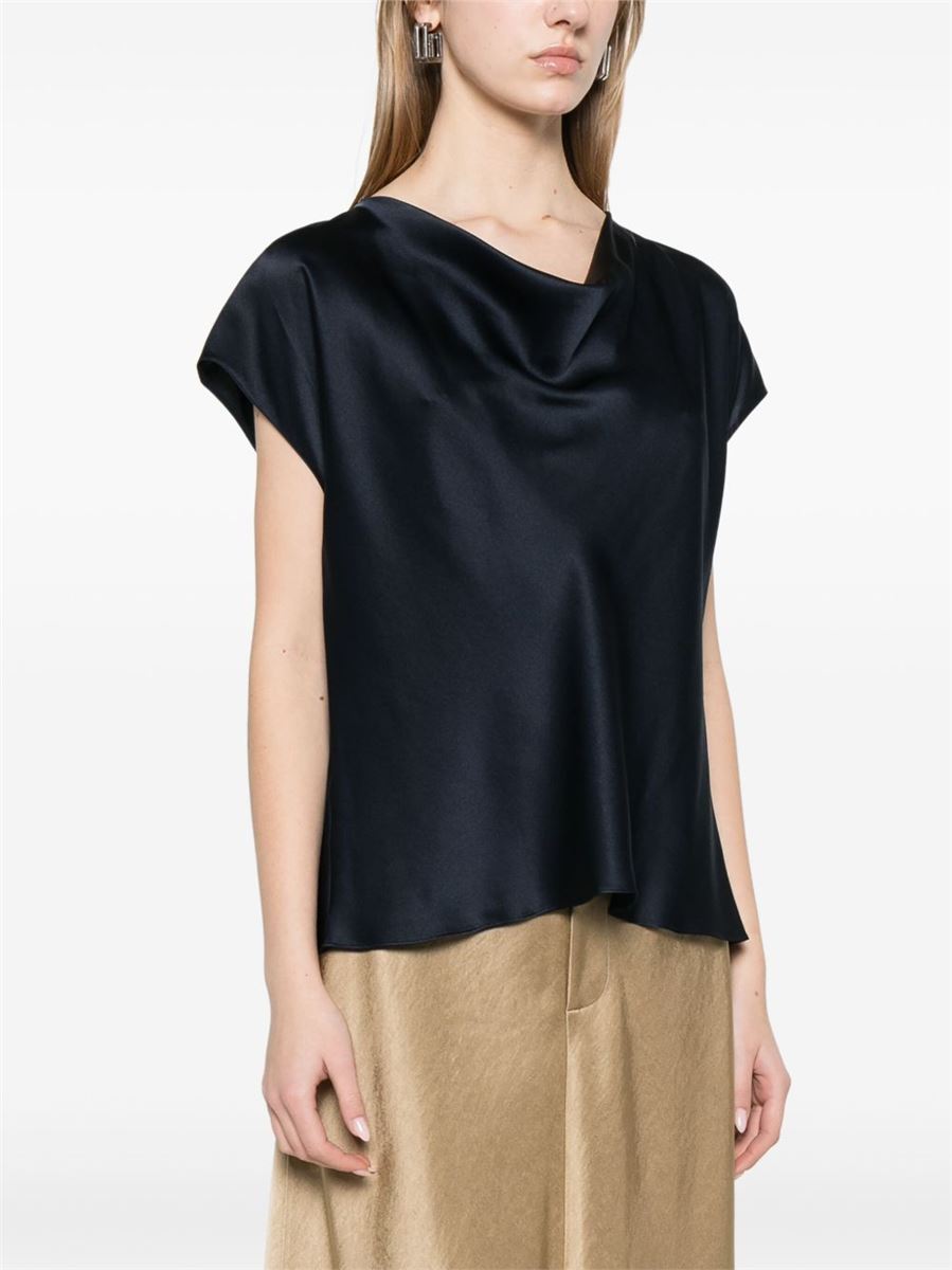 Silk cowl-neck blouse-VINCE-Verso