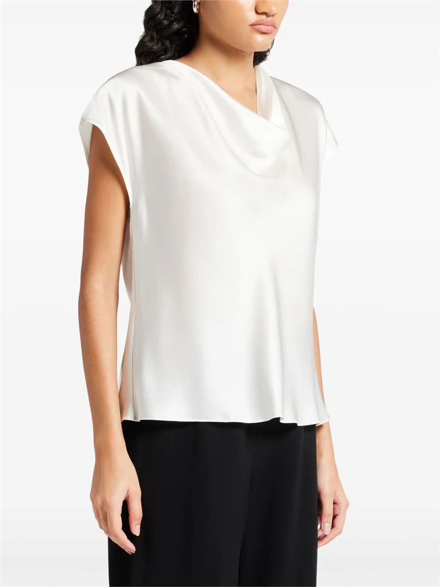 Silk cowl-neck blouse-VINCE-Verso
