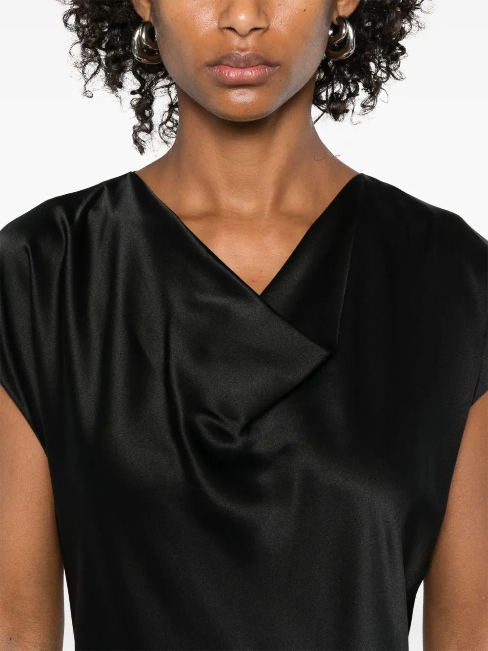 Silk cowl-neck blouse-VINCE-Verso