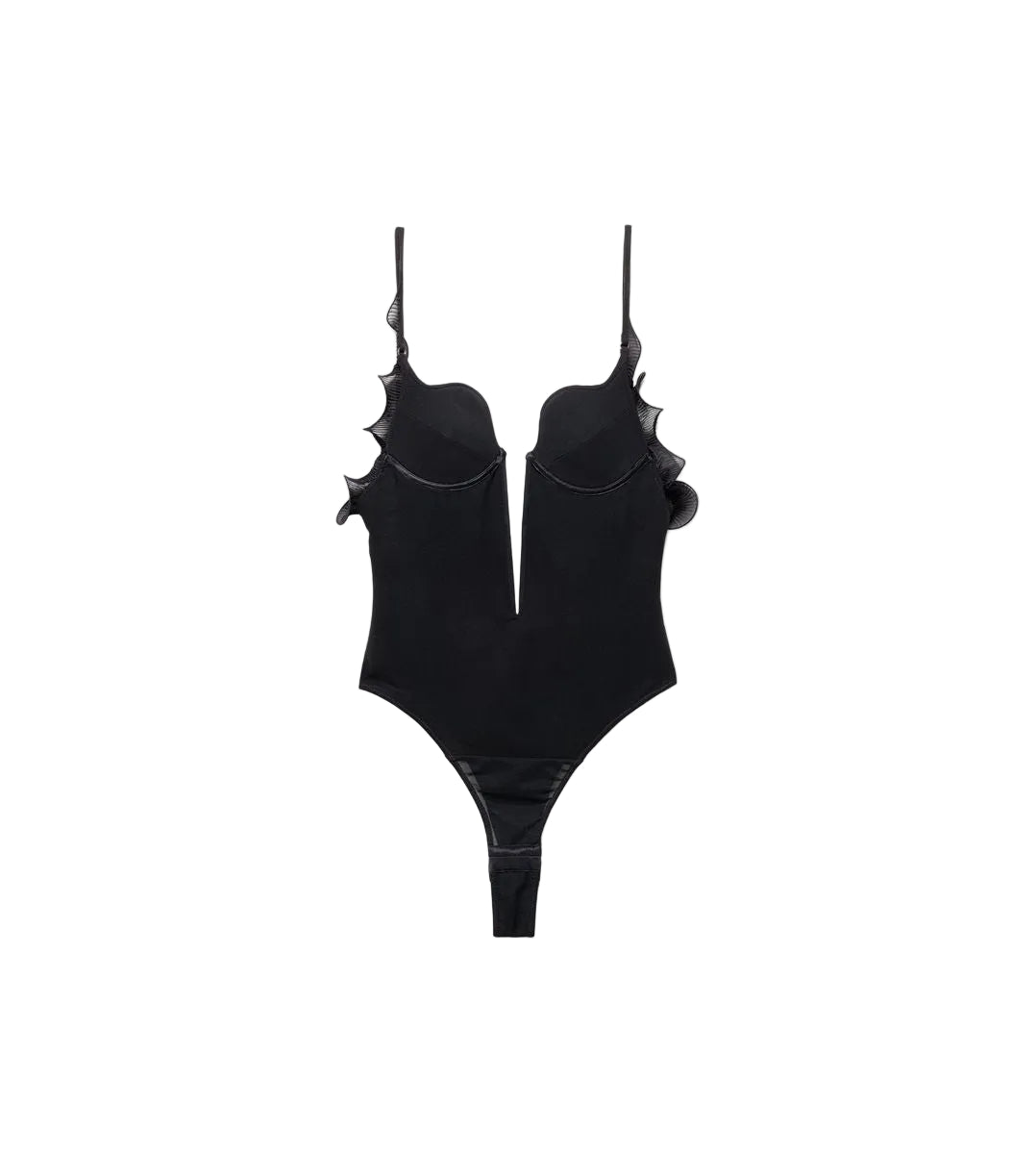 Silk crepe structured graphic bodysuit with ruffle details-TOM FORD-316086-38-Verso