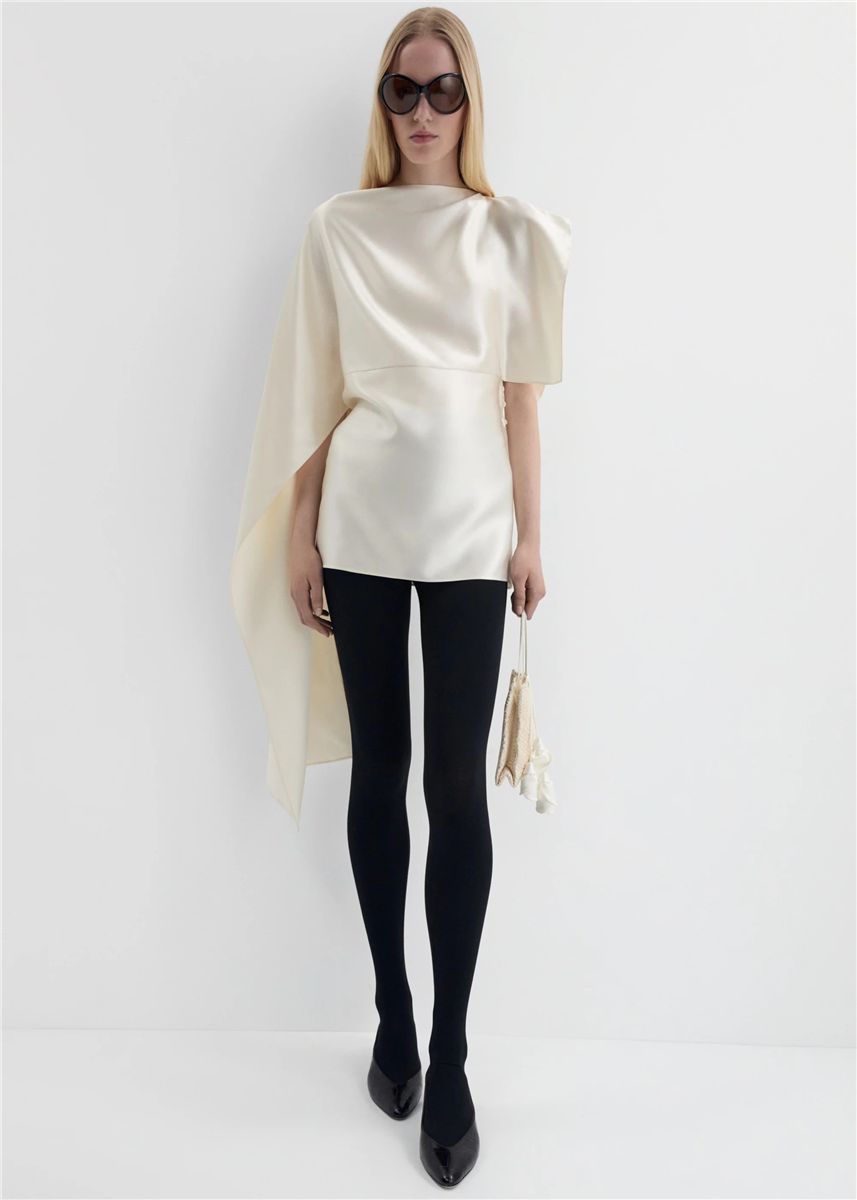 Silk draped top in ivory-MAGDA BUTRYM-Verso