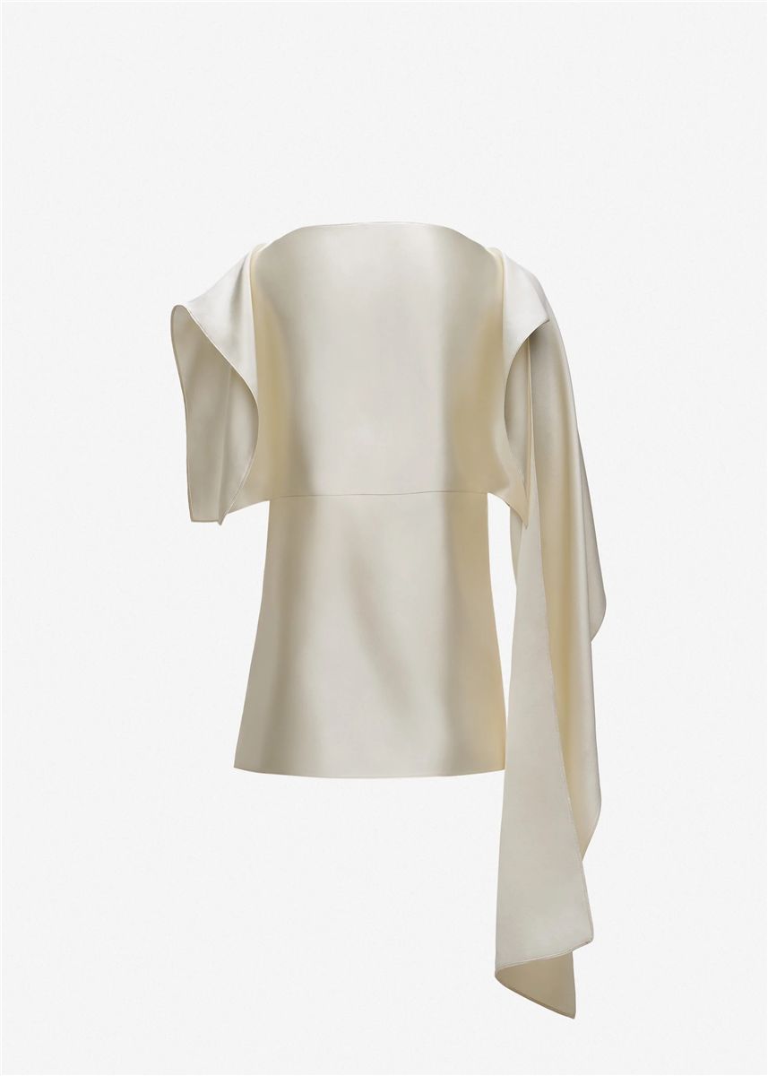 Silk draped top in ivory-MAGDA BUTRYM-Verso
