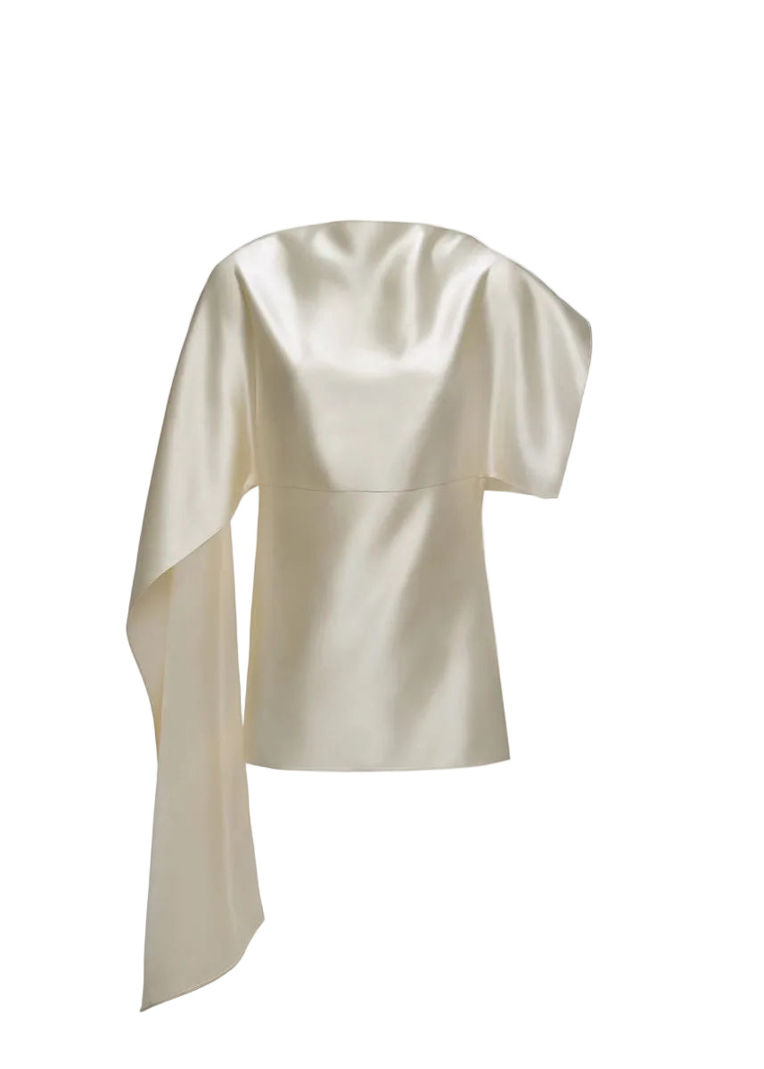 Silk draped top in ivory-MAGDA BUTRYM-316101-36-Verso