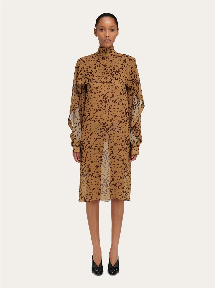 Silk dress with an orchid print-FERRAGAMO-Verso