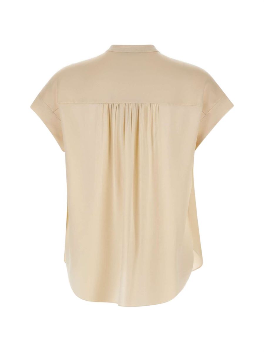 Silk gathered cap-sleeve blouse-VINCE-Verso