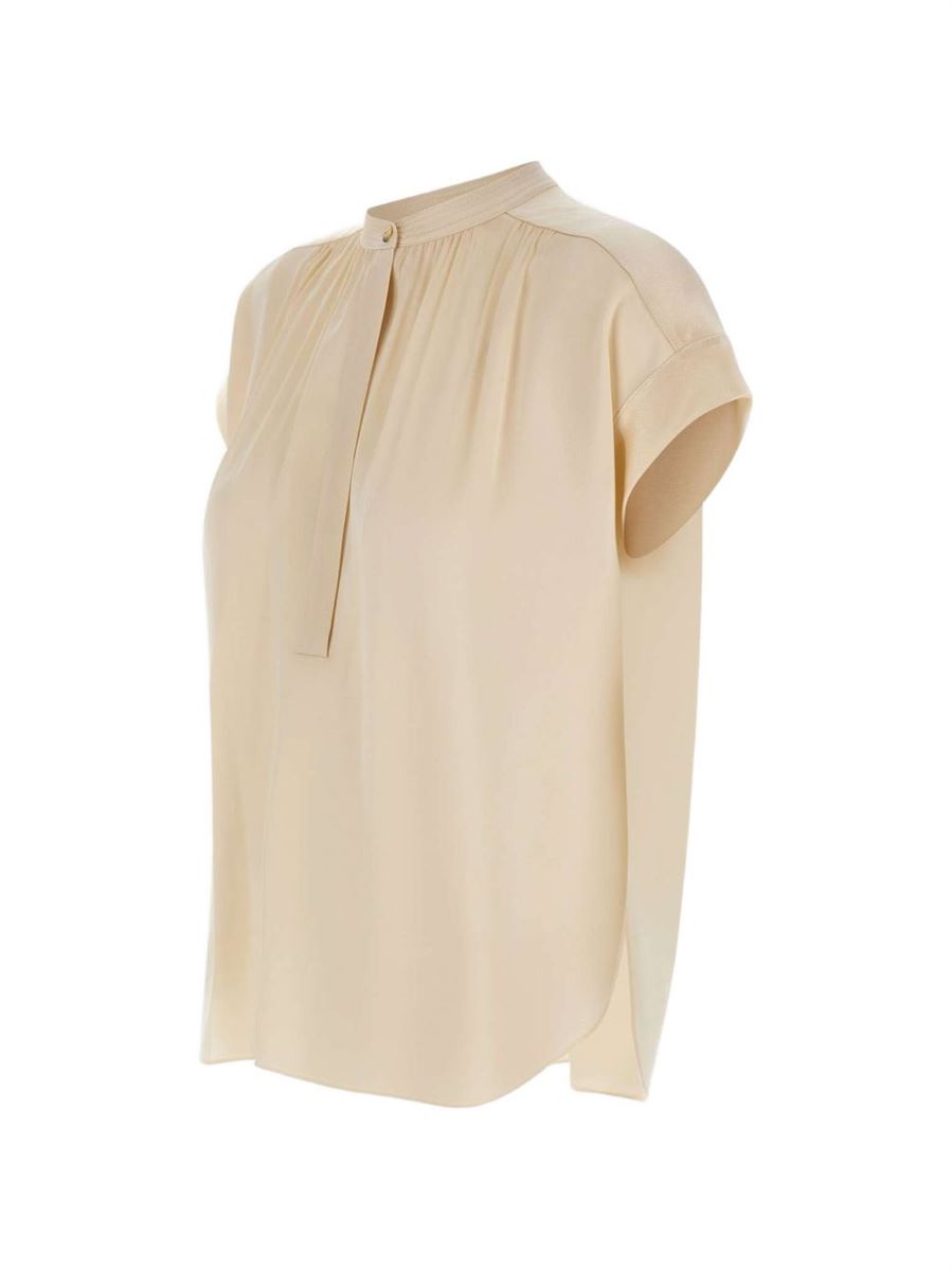 Silk gathered cap-sleeve blouse-VINCE-Verso