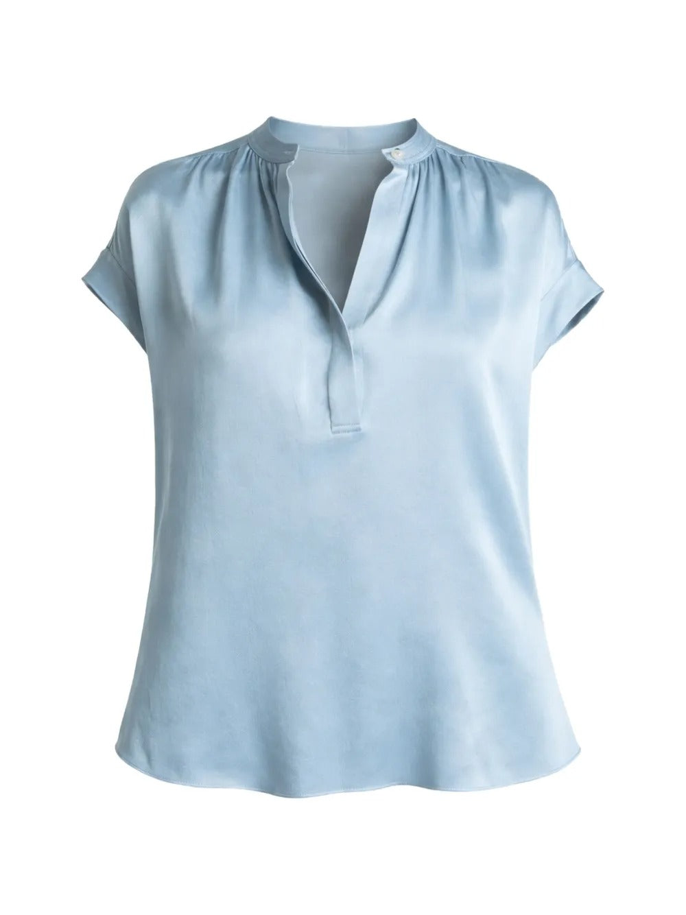 Silk Gathered Cap-sleeve Blouse-VINCE-Verso