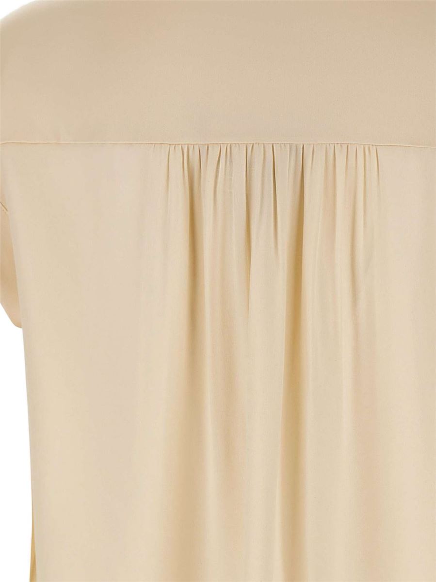 Silk gathered cap-sleeve blouse-VINCE-Verso