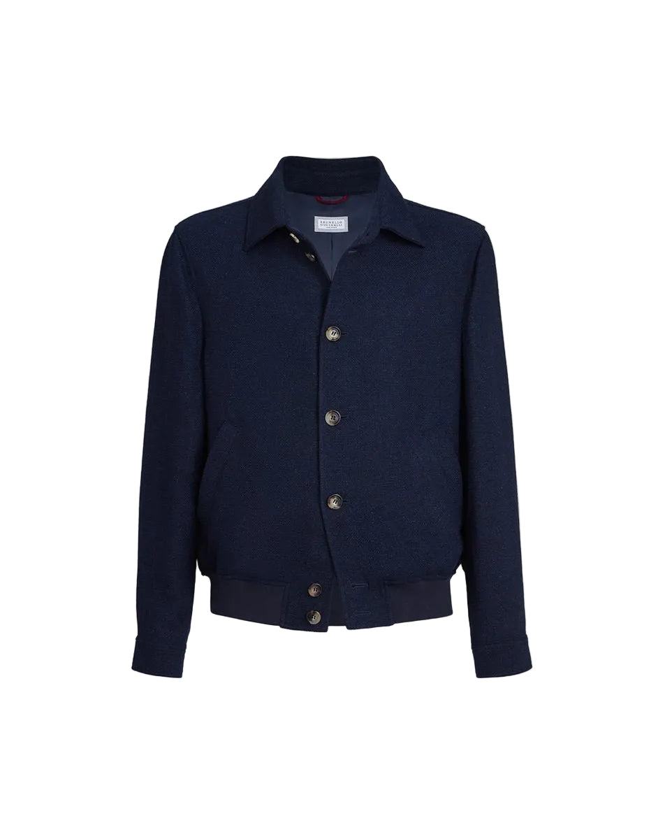 Silk, linen and wool hopsack outerwear jacket-BRUNELLO CUCINELLI-308566-48-Verso
