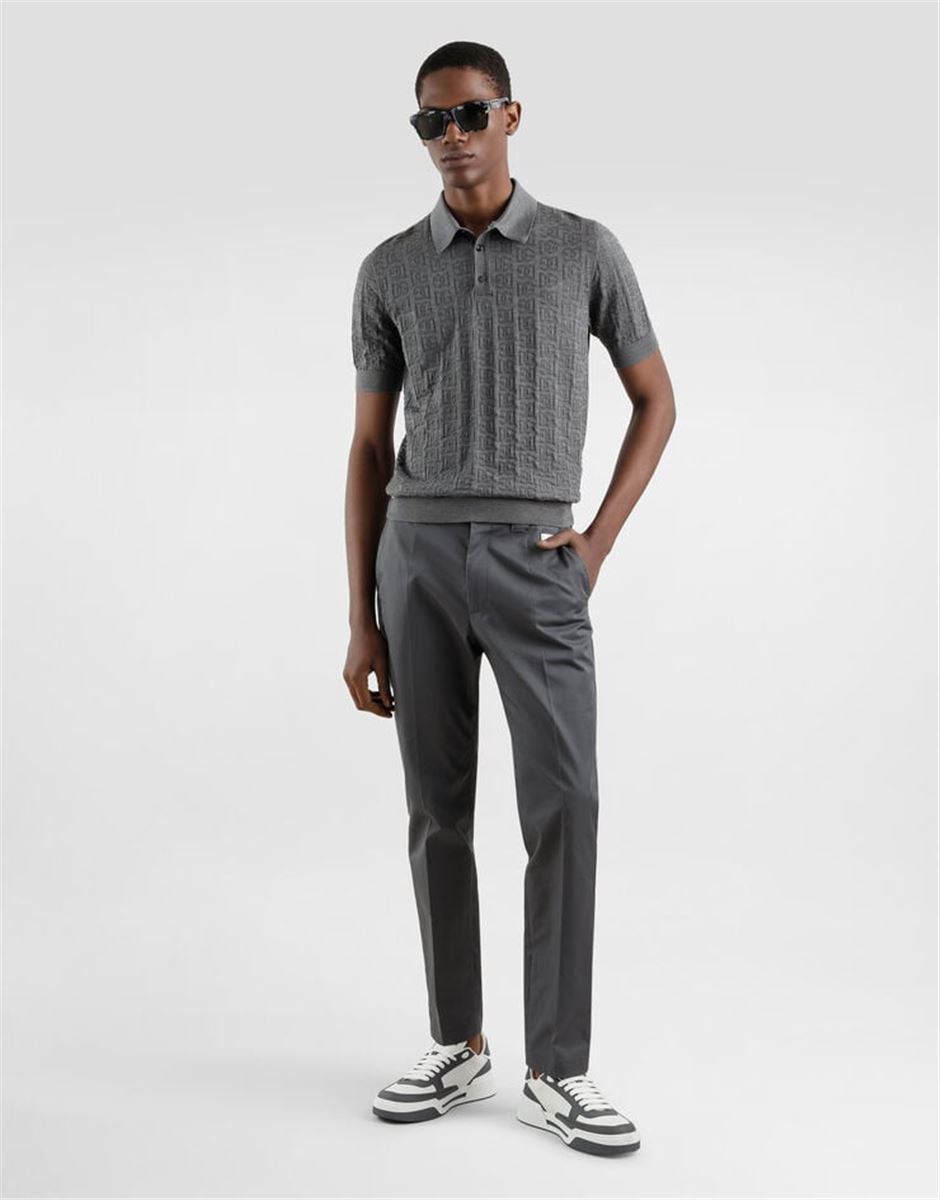 SILK POLO-SHIRT WITH ALL-OVER DG LOGO EMBROIDERY - DOLCE & GABBANA - Verso