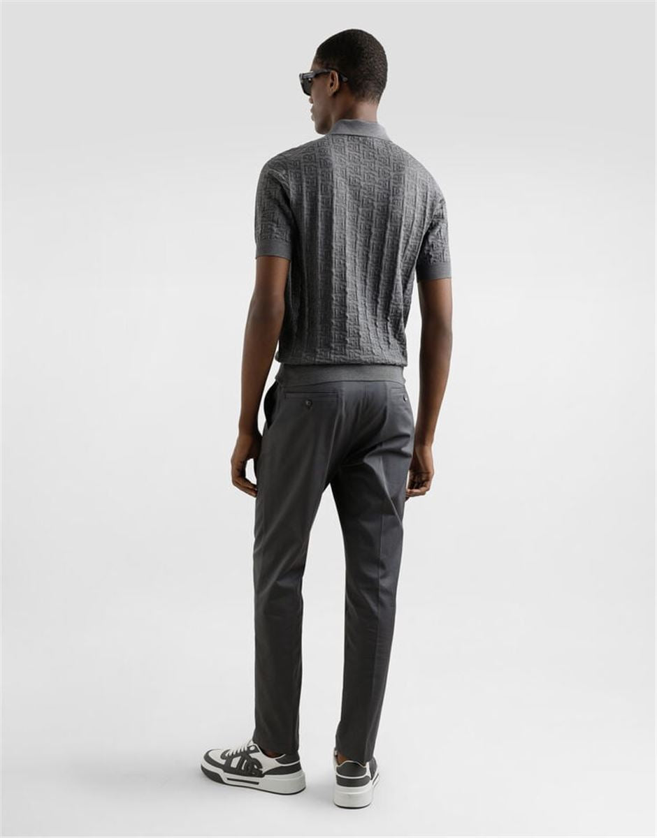 SILK POLO-SHIRT WITH ALL-OVER DG LOGO EMBROIDERY - DOLCE & GABBANA - Verso