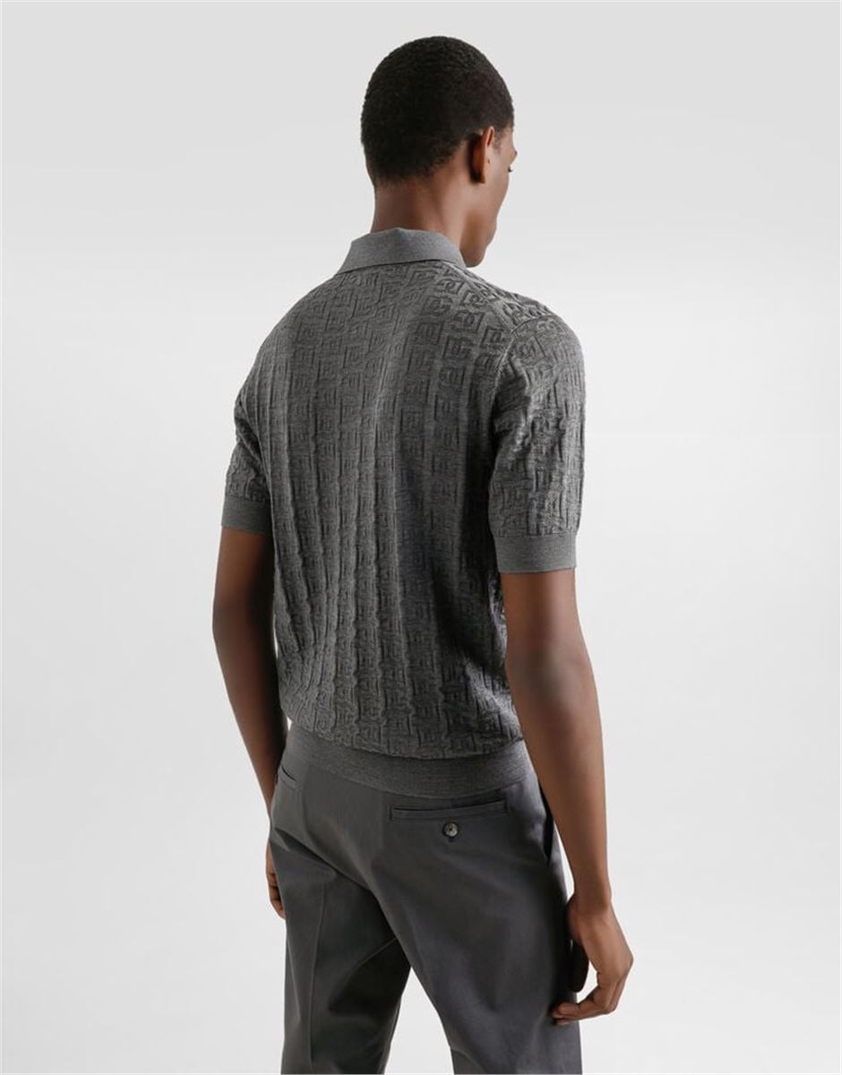 SILK POLO-SHIRT WITH ALL-OVER DG LOGO EMBROIDERY - DOLCE & GABBANA - Verso