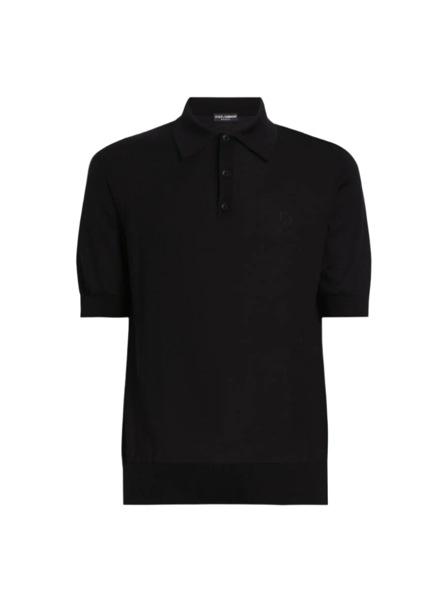 SILK POLO-SHIRT WITH LOGO EMBROIDERY - DOLCE & GABBANA - Verso