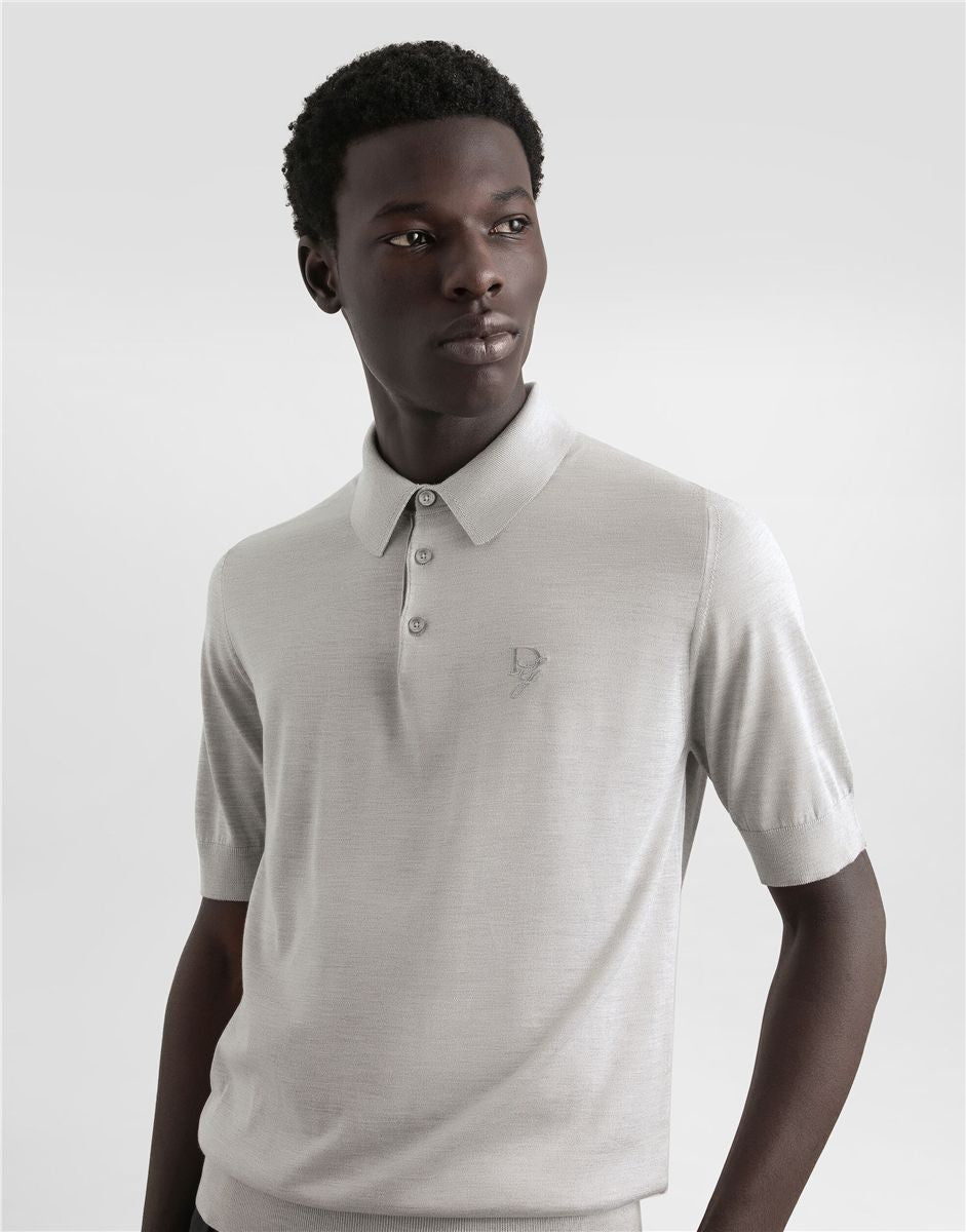Silk Polo-Shirt with Logo Embroidery-DOLCE&GABBANA-Verso