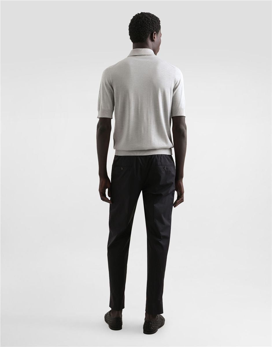 Silk Polo-Shirt with Logo Embroidery-DOLCE&GABBANA-Verso