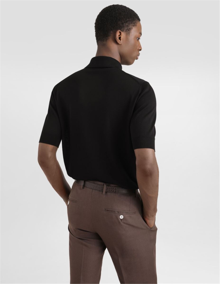 SILK POLO-SHIRT WITH LOGO EMBROIDERY - DOLCE & GABBANA - Verso