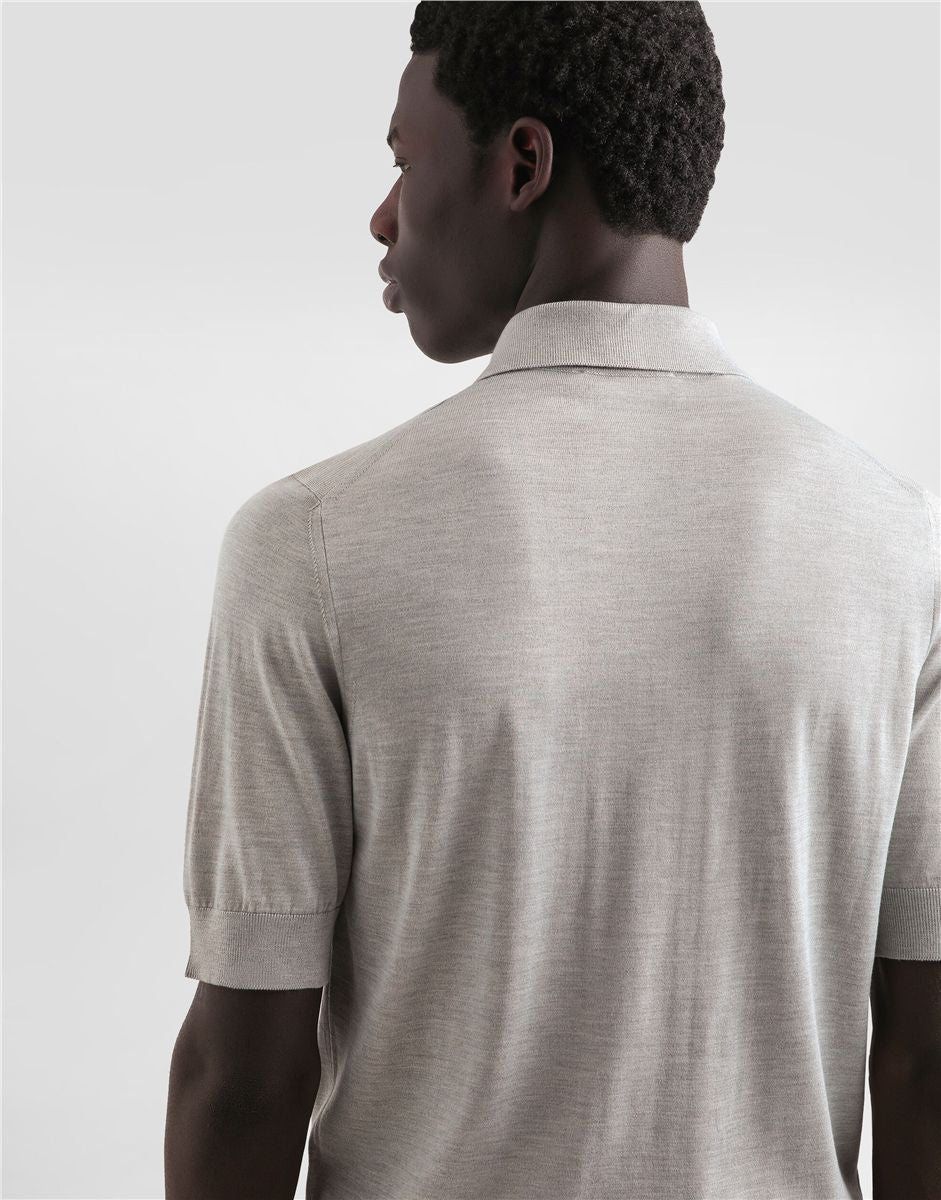 Silk Polo-Shirt with Logo Embroidery-DOLCE&GABBANA-Verso