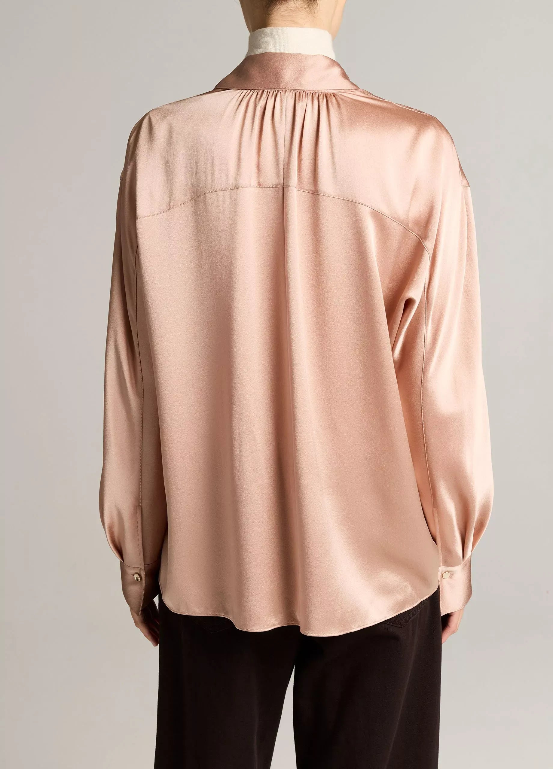 Silk satin dolman-sleeve button-front shirt-VINCE-Verso