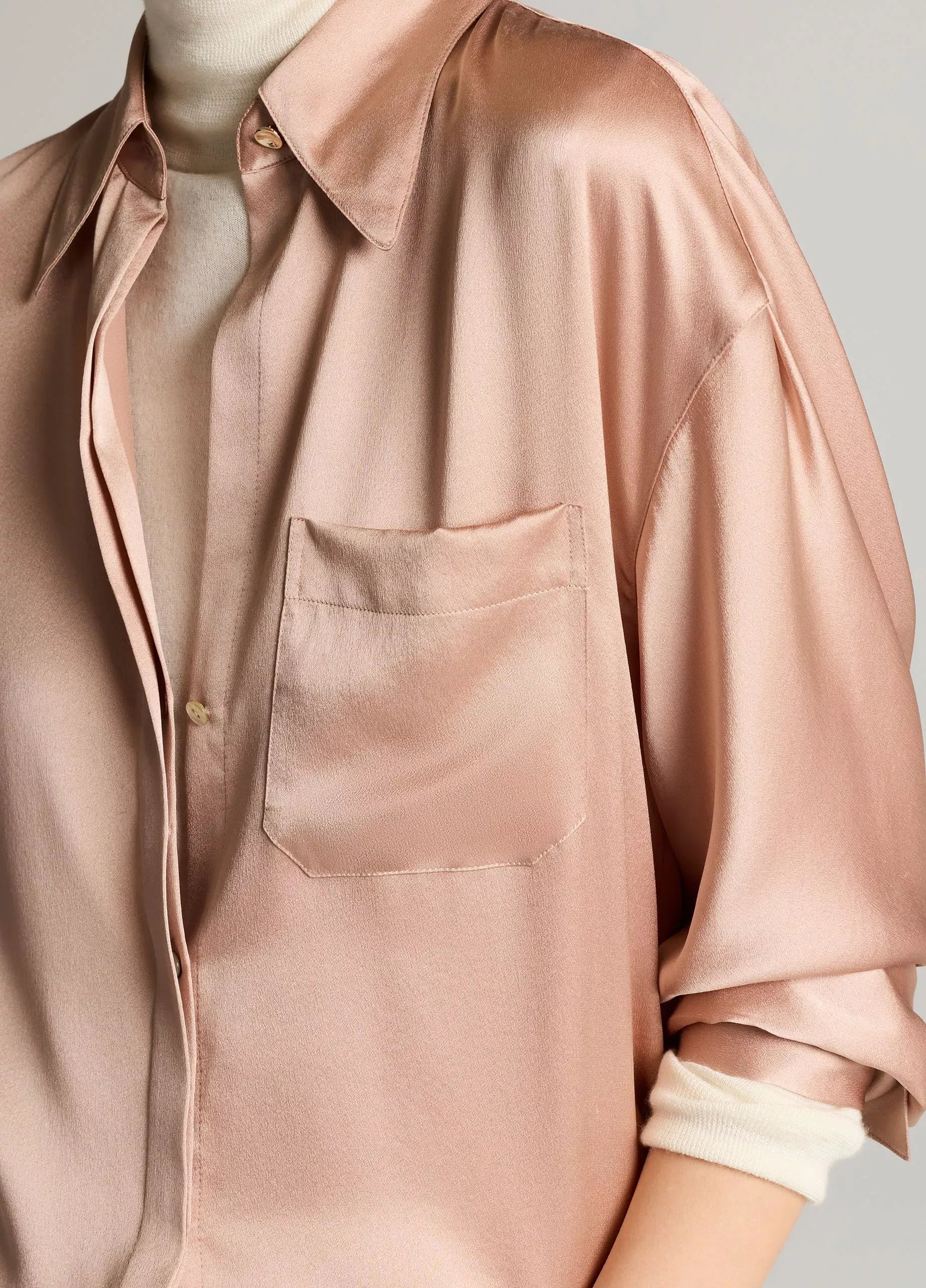 Silk satin dolman-sleeve button-front shirt-VINCE-Verso