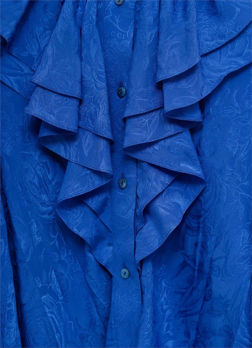 Silk shirt with ruffles for women-GUCCI-Verso