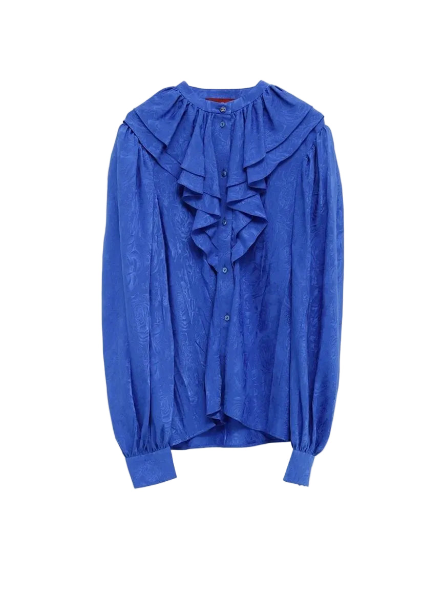 Silk shirt with ruffles for women-GUCCI-Verso