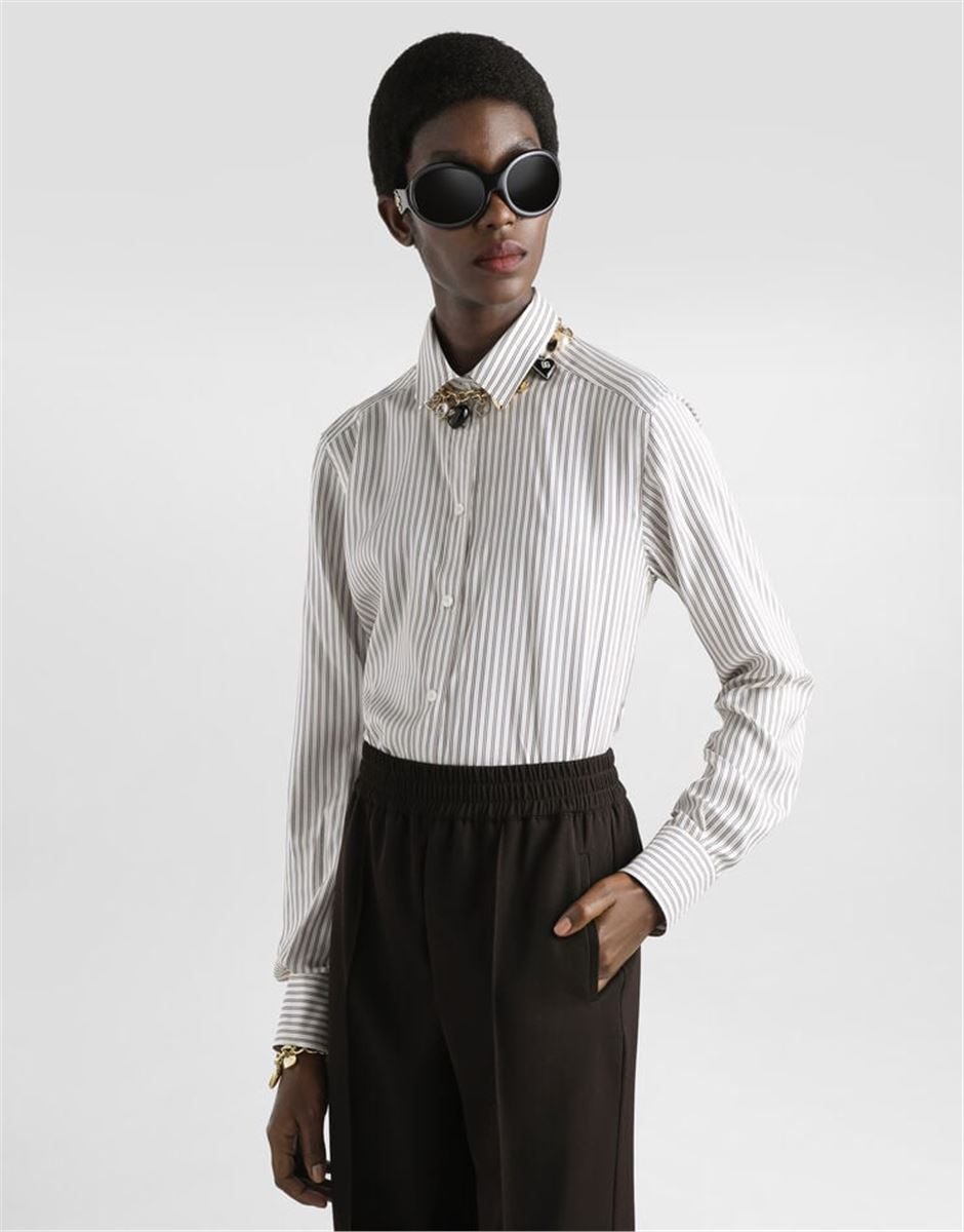 SILK SHIRT WITH STRIPED PRINT-DOLCE & GABBANA-Verso