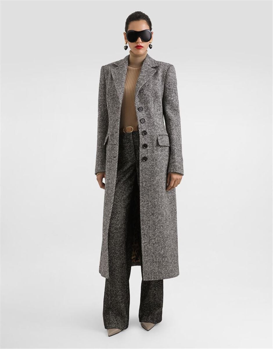 SINGLE-BREASTED COAT IN WOOL CHEVRON-DOLCE & GABBANA-Verso