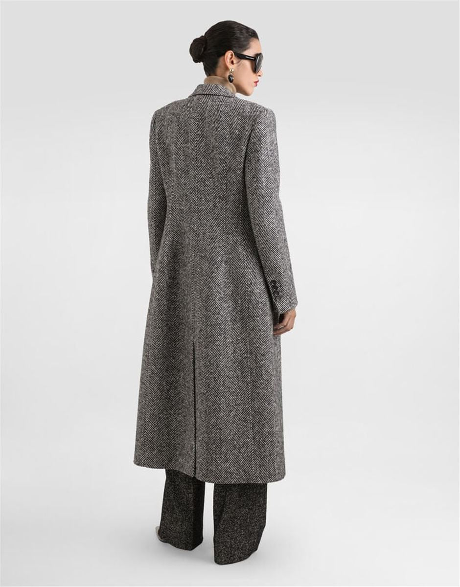 SINGLE-BREASTED COAT IN WOOL CHEVRON-DOLCE & GABBANA-Verso