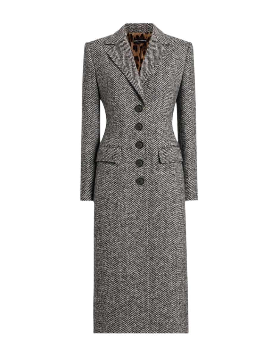 SINGLE-BREASTED COAT IN WOOL CHEVRON-DOLCE & GABBANA-Verso