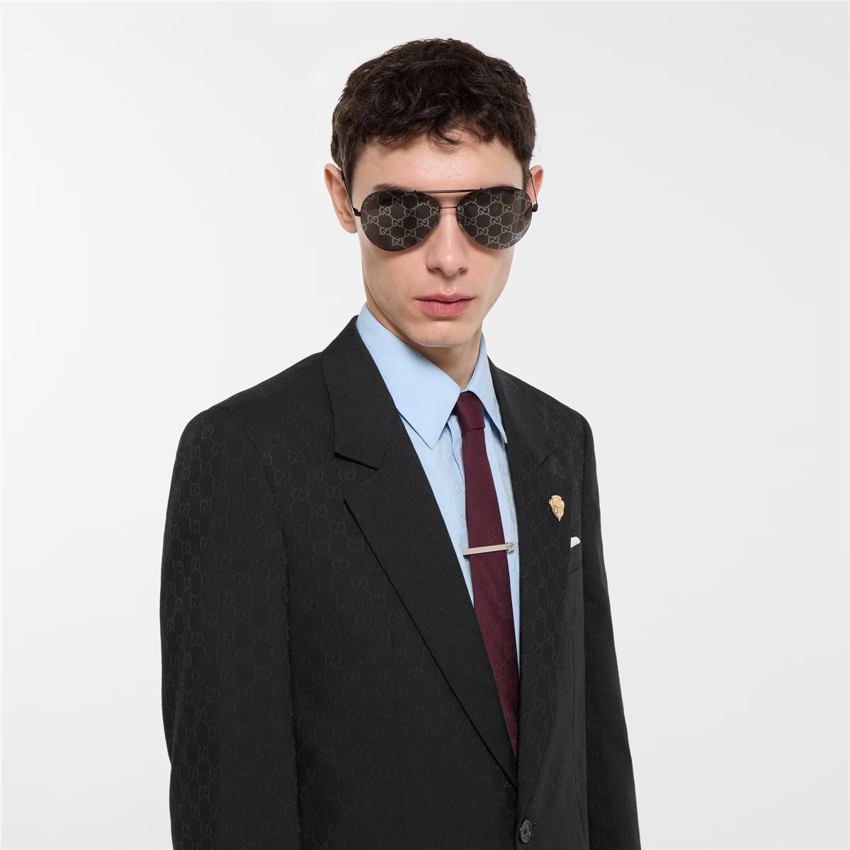 Single-breasted gg wool jacket-GUCCI-Verso