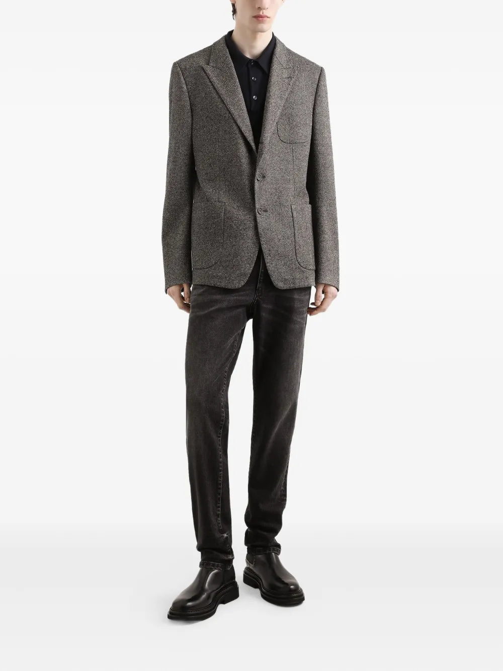 Single-breasted herringbone blazer-DOLCE & GABBANA-Verso