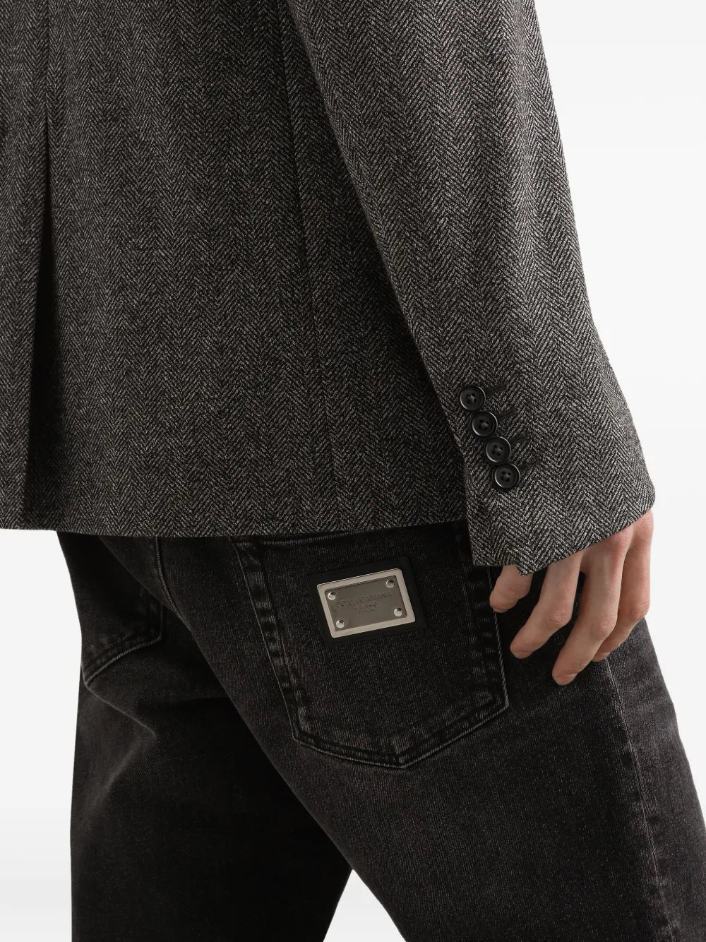 Single-breasted herringbone blazer-DOLCE & GABBANA-Verso