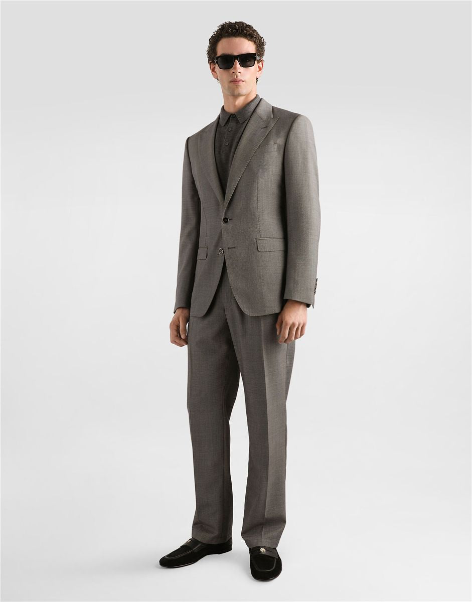Single-breasted jacket in bird's eye wool-DOLCE&GABBANA-Verso