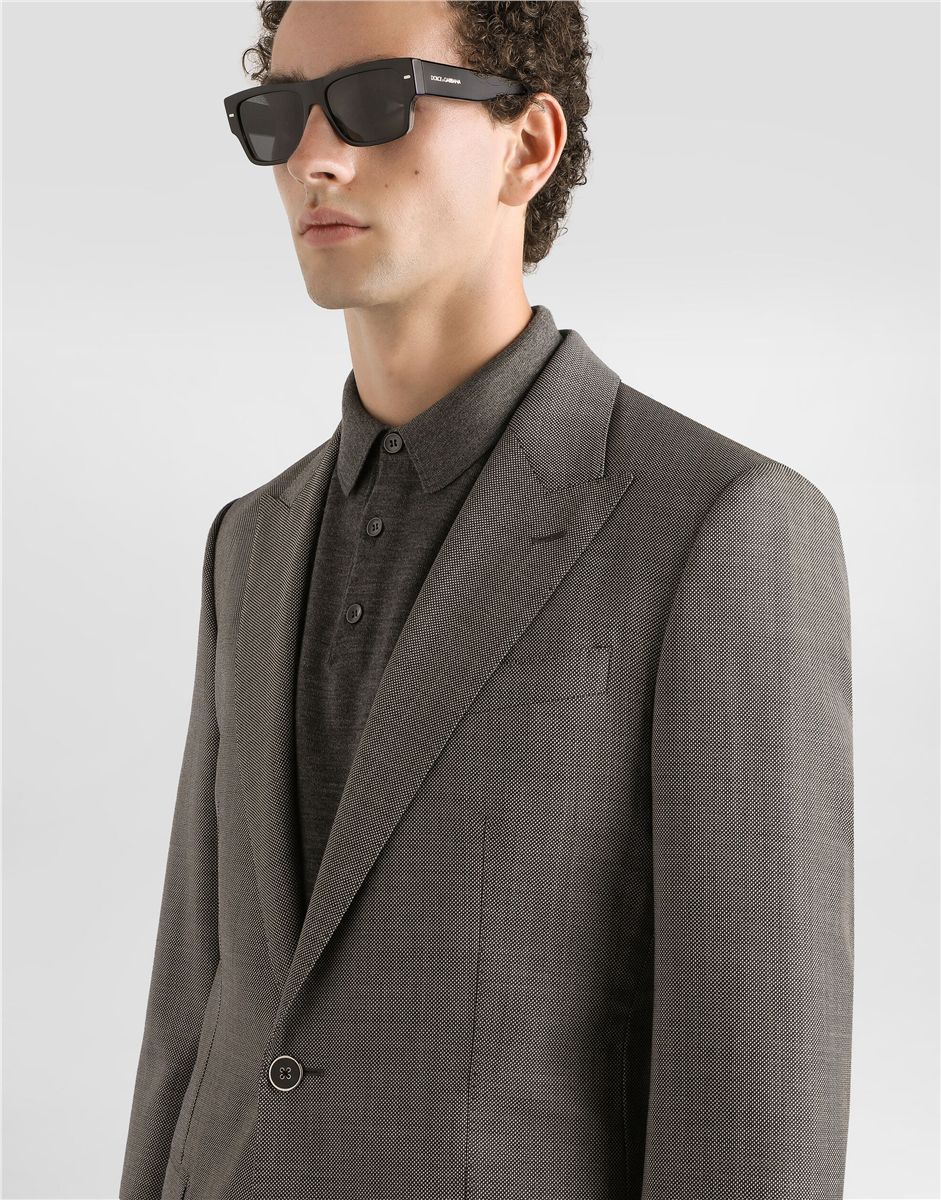 Single-breasted jacket in bird's eye wool-DOLCE&GABBANA-Verso