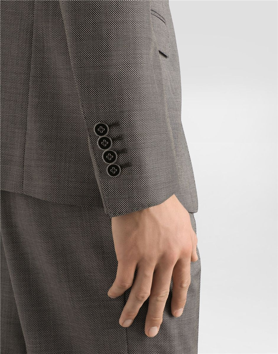 Single-breasted jacket in bird's eye wool-DOLCE&GABBANA-Verso