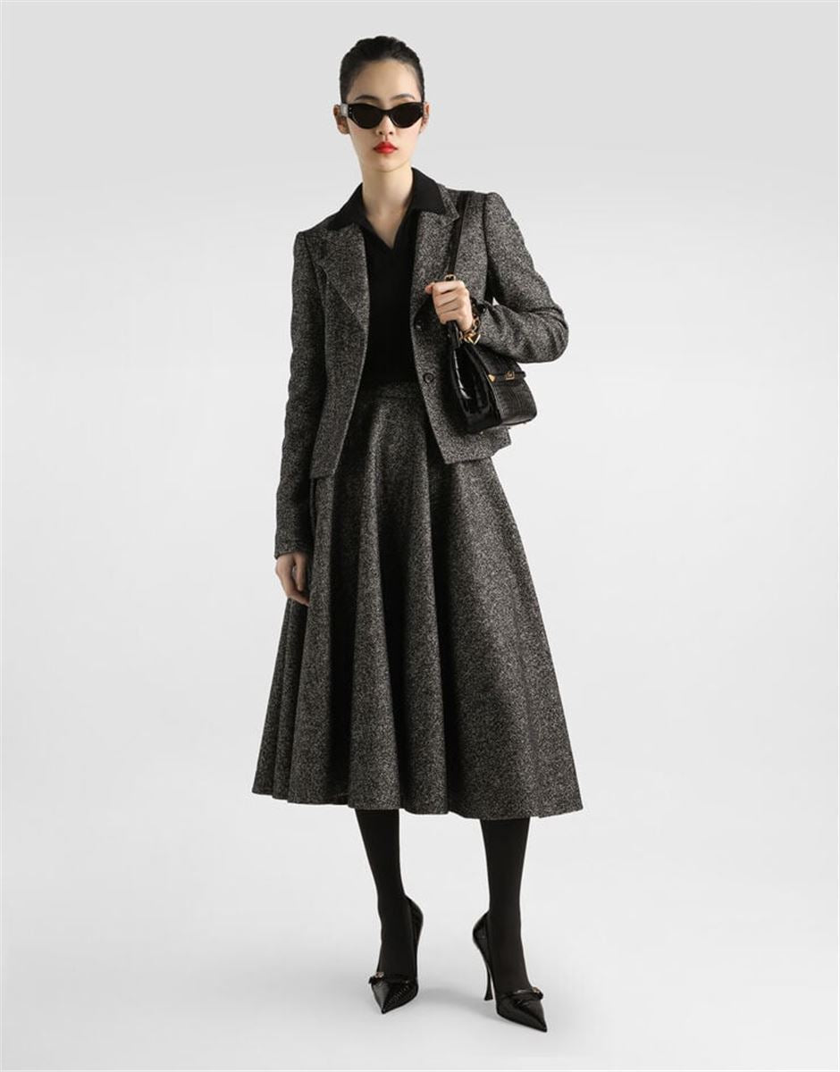SINGLE-BREASTED JACKET IN DOTTED WOOL BLEND-DOLCE & GABBANA-Verso