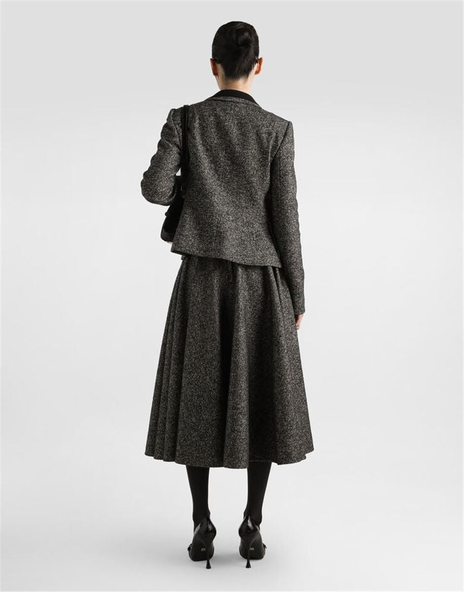 SINGLE-BREASTED JACKET IN DOTTED WOOL BLEND-DOLCE & GABBANA-Verso
