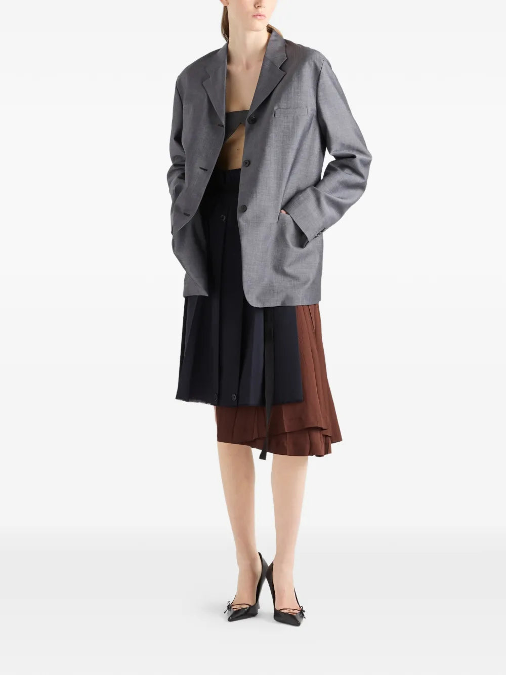 Single-breasted kid-mohair jacket-PRADA-Verso